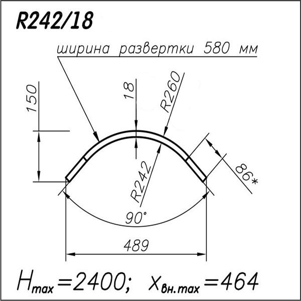 Панель R242 18 мм вогнутая